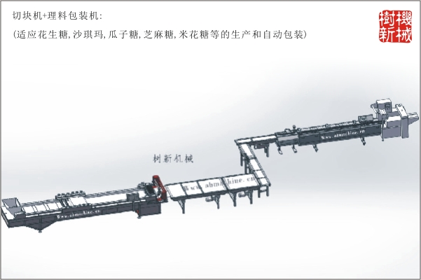 切塊機(jī)+理料包裝流水線(xiàn)(沙琪瑪，花生糖，米花糖，沙琪瑪?shù)纳a(chǎn)到包裝全線(xiàn)自動(dòng)）